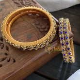 Single Line Kundan Bangle-Dice and Dots-Blue-GLOSSY-G3637